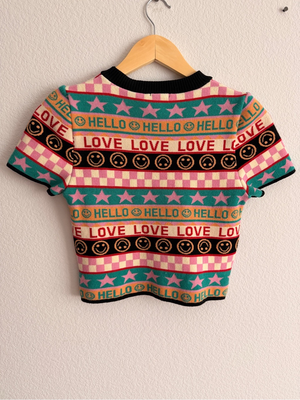 debut Multicolor 'Hello Love' Knit Short Sleeve Top